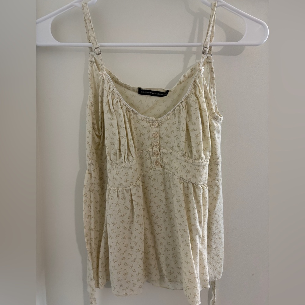 Brandy Melville Cream Floral Top